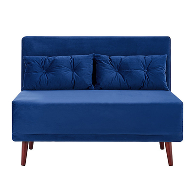Tri Vouwbare Blue Velvet Beklede Daybed 2 Seater trekt Sofa Bed terug