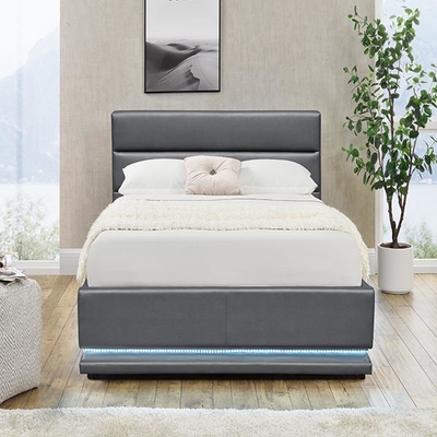 Licht Grey Tufted Storage Bed No Gevouwen LEIDEN van 90x190 cm Bekleed Bed
