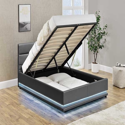 Licht Grey Tufted Storage Bed No Gevouwen LEIDEN van 90x190 cm Bekleed Bed