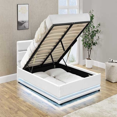 Witte het Platform van het LEIDENE van 150x200 cm Automatische het Gaslift Bedkader met Opslagdoos