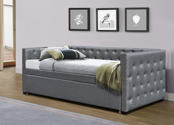Volledig - de grootte Fluweel Beklede Daybed trekt zich voortrolt Bed Enig Chesterfield Grey Plush terug