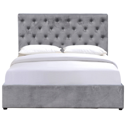Hoog comfortabel kingsize gestoffeerd bed getufte knoppen hoofdeinde gaslift opbergbed
