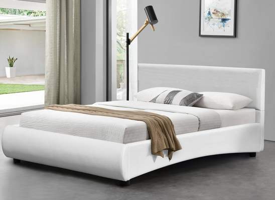 Wit kunstleer gestoffeerd bed Modern design met led-hoofdeinde