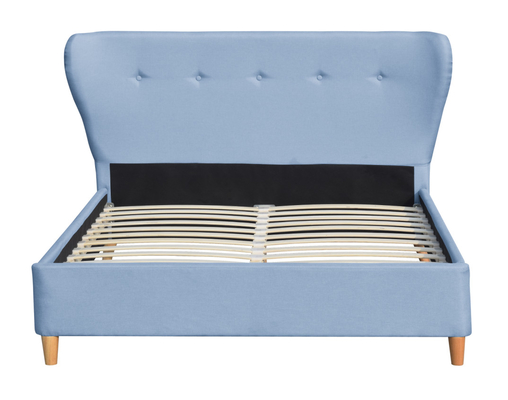Modern houten ottoman tweepersoonsbed donkergrijs fluwelen luxe gebogen hoofdeinde