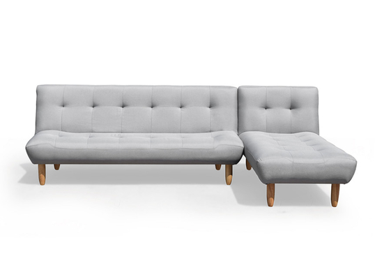 L-vormige opklapbare futonslaapbank Donkergrijze polyester gestoffeerde moderne cabriolet