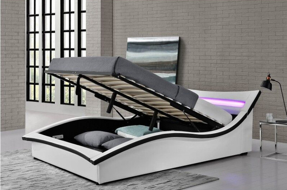 Het Italiaanse van de de Liftopslag van het Ontwerpgas van de het Bedkromme van de Vormfaux Leer Pu met leiden