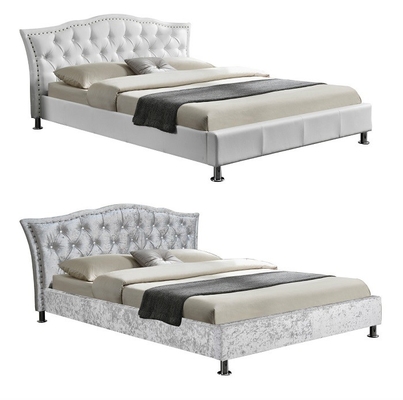 Luxueus het Bedkader van Koningssize velvet fabric met Tufted en Crystal Headboard