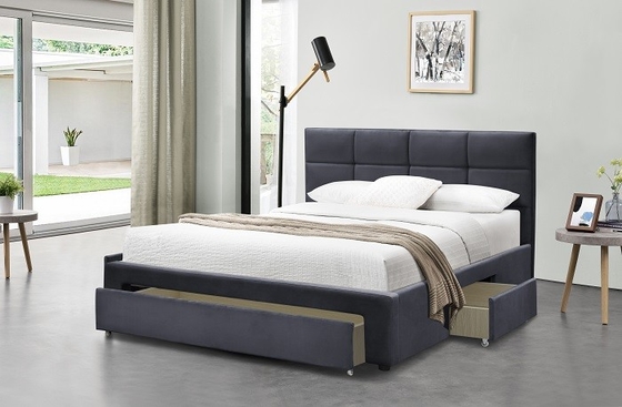 Het Kader Grey Dark Blue Black Linen van koningssize upholstered bed met trekt