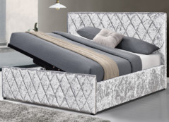 Op maat gemaakt multifunctioneel gestoffeerd bed met opbergruimte van geplet fluweel