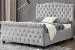 Zacht Queen grijs fluwelen sleebed Comfortabel hoog hoofdeinde