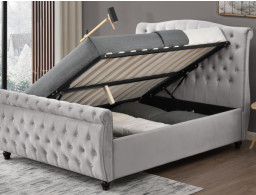 Zacht Queen grijs fluwelen sleebed Comfortabel hoog hoofdeinde