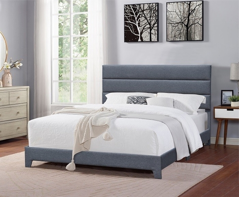 Grey Upholstered Bed Manufacturer Full-het Hoge Hoofdeinde van het Groottelinnen
