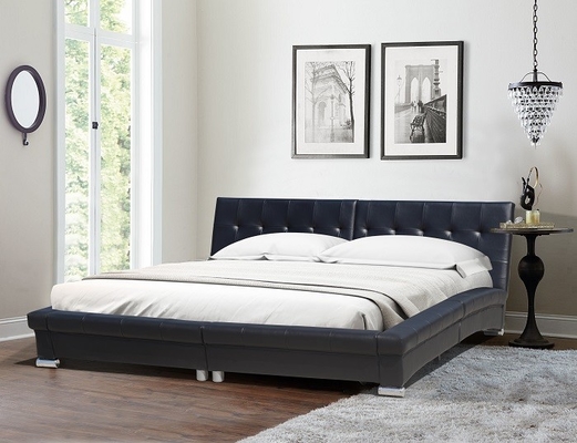 Zwart van het het Leerbed van Koningssize curved faux Vastgesteld de Slaapkamermeubilair