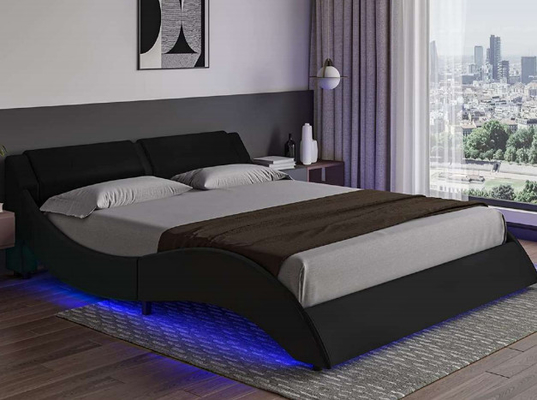 Moderne van het het Bedkader van Comfortble Stof Beklede de Krommevorm met LEIDEN Hoofdeinde