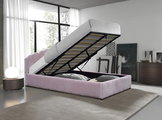 Roze het Bedkader van de Koninginsize Velvet Fabric Upholstered Opslag met Speciaal Hoofdeinde