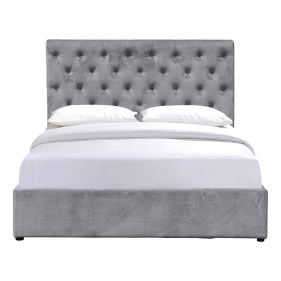 Het moderne Hoofdeinde van het Bedgrey crush velvet with high van Koningssize upholstered storage