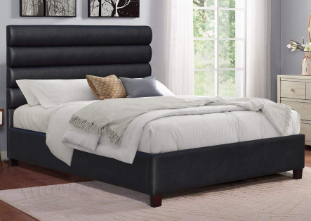 Het moderne Bed van Koningssize upholstered platform met Zwart Hoofdeinde