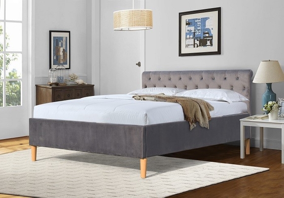De Dubbele Grootte van Grey Tufted Upholstered Platform Bed voor Fabrikanten van het Slaapkamer de In het groot Bed
