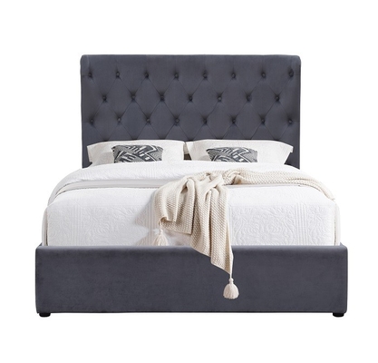 Grey King Size Upholstered Storage-Gemakkelijke het Triplex van het Bedkader assembleert met Orenhoofdeinde