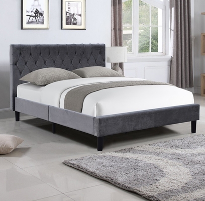 Koningin Size Doorgenaaid Grey Upholstered Bed Frame With knoopt Hoofdeinde dicht