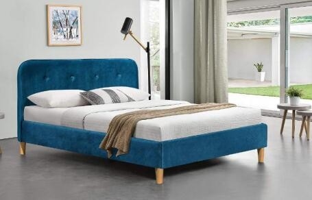Briljant Blauw Stof Bekleed Bedkader met Fabrikanten van het Hoofdeinde de In het groot Bed