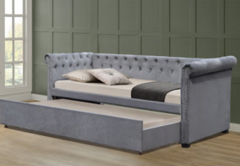 Grey Colour Multifunctional Upholstered Trundle Daybed met Opslag