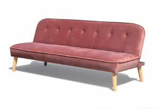 Moderne stoffige roze fluwelen slaapbank met houten poten voor thuis/appartement/kantoor