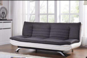 Doorgenaaide Leer van Faux van de houtskoolstof het Witte 3 Seater Sofa Bed With Chrome Feet