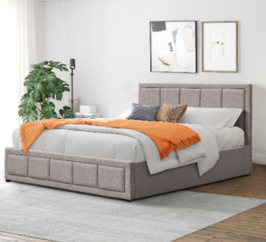 De dubbele Grootte 4ft6 bekleedde Moderne het Hoofdeindelift van het Bedkader op Opslag