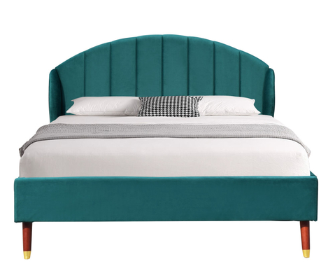 Van de het Kader Dubbel Grootte van het ontwerp Modern Oem Bekleed Houten Bed het Fluweeltriplex