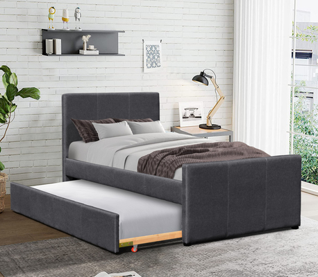 Het donkere Grey Linen Wooden Twin Daybed-Kader met Verlengbaar rolt voor Slaapkamer voort
