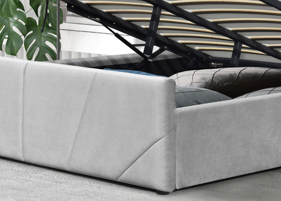 Licht Grey Fabric-OEM het Bedkader van de Platformopslag met Bekleed Gevleugeld Hoofdeinde