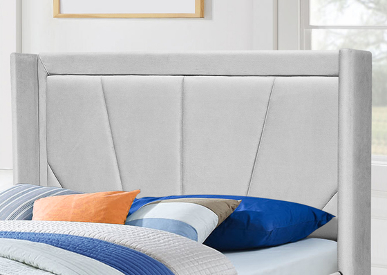 Licht Grey Fabric-OEM het Bedkader van de Platformopslag met Bekleed Gevleugeld Hoofdeinde
