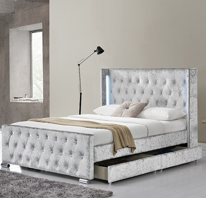 Tufted Knopen het Platformbed Vier van de Koninginupholstered Opslag Laden