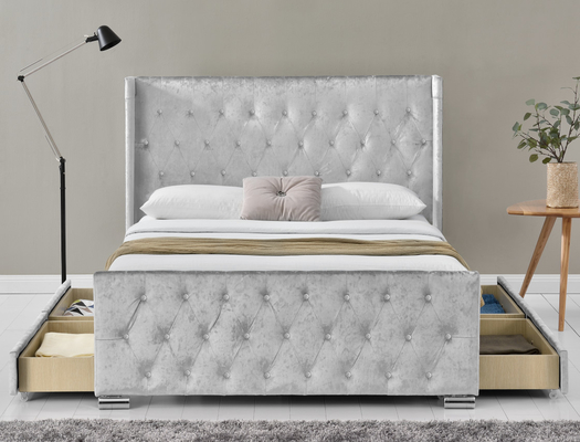Tufted Knopen het Platformbed Vier van de Koninginupholstered Opslag Laden