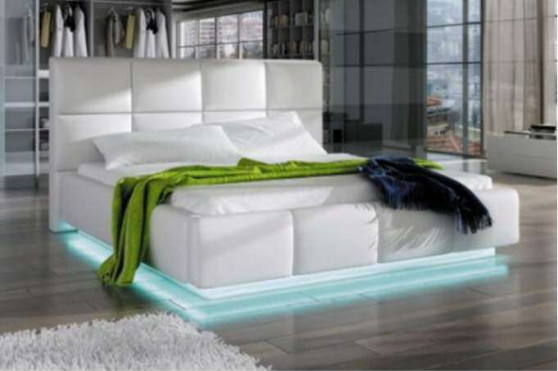 Double Size Wit PU Led Led Led Led Gas Lift Bed Voor slaapkamer