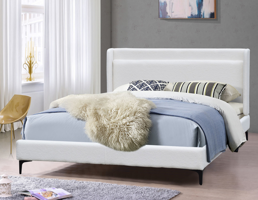 Moderne Wingback Hoofdstuk Bed Frame Polster Queen Size Met Metalen Voeten