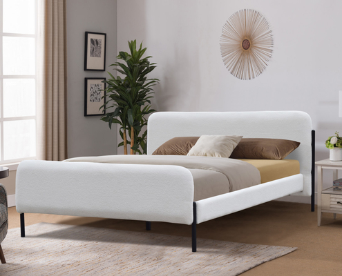 King Size Oem laag profiel gepoleerd bed witte kleur voor slaapkamer
