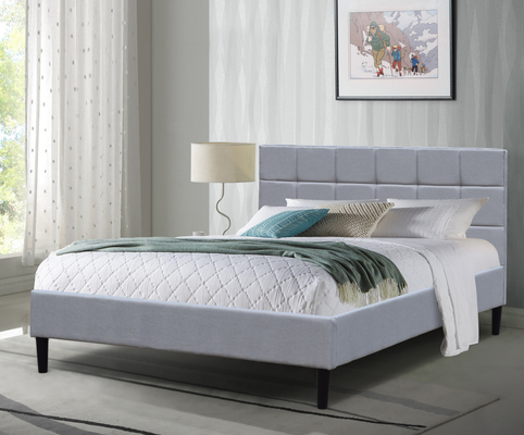 Double Size Low Profile Polster Bed Frame Linnen Grijze Stof 8 inch Benen