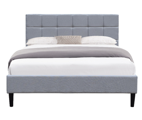 Double Size Low Profile Polster Bed Frame Linnen Grijze Stof 8 inch Benen