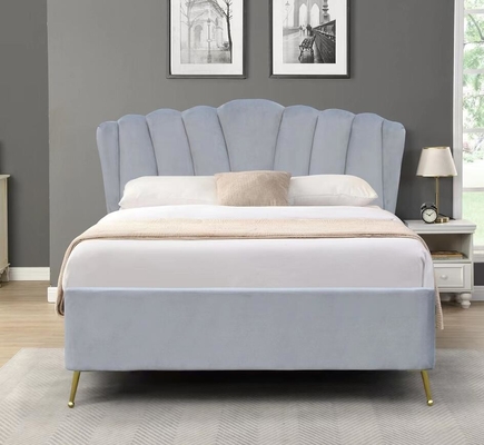 Double Size Bsci Lift Storage Bed Frame Elegante grijze fluwelen stof Ottomaanse