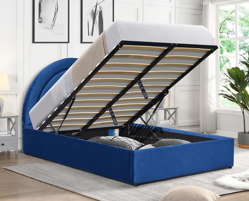 Gepuppelde gasliftbedden King Size Blauwe stof slaapkamer rustgevend