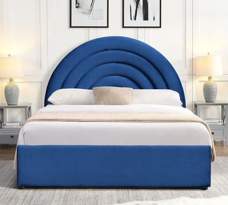 Gepuppelde gasliftbedden King Size Blauwe stof slaapkamer rustgevend