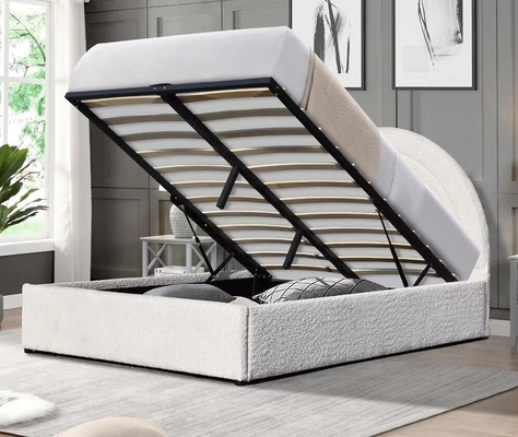 Gepuppelde gasliftbedden King Size Blauwe stof slaapkamer rustgevend