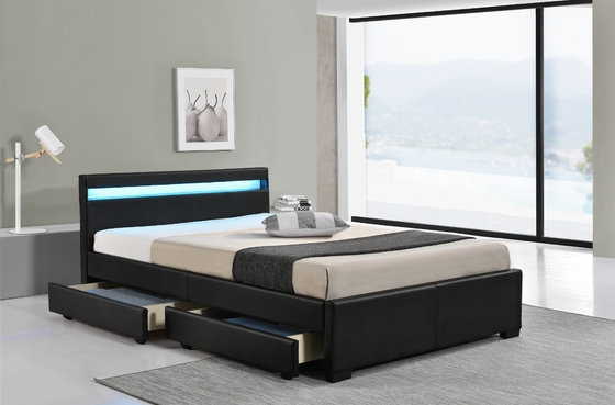 LED gepoleerde bed heeft LED lichten om u te helpen slapen en bevat vier opslag laden