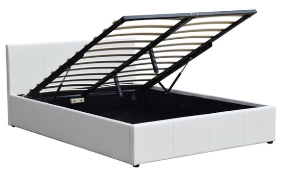 Verscheidene kleuren Gas Lift opslagbed PU leer gepoleerde triplex bed frame