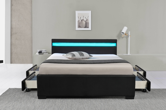 LED gepoleerde bed heeft LED lichten om u te helpen slapen en bevat vier opslag laden