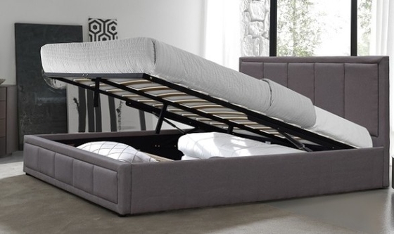 Volledig gepoleerde bedden Gas Lift Up Storage Platform Bed Frame met houten slate ondersteuning
