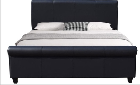 Groothandel Gepolsterd bed zwart Faux leer bed