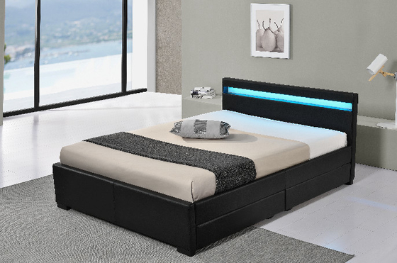 Volledig bed frame met LED-oplaadstation opslag hoofdplaat en laden